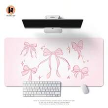 1pc Minimalist Korean Style Bowknot PU Leather Mouse Pad, Office Desk Mat, Computer Keyboard Carpet, Cartoon Design - A - View 4