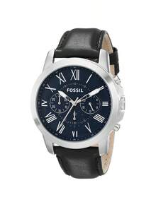 Đồng hồ bấm giờ Grant Quartz dành cho nam, mặt số đen, dây da đen, hiển thị ba kim, phong cách công sở thường ngày, phù hợp để đeo hàng ngày. FS4991 - Màu xanh lam - Xem 12