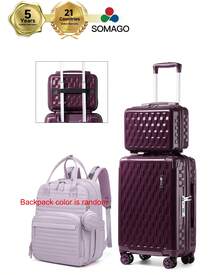 Somago Spinner Travel Luggage Sets With Baby Diaper Backpack Hardside PC+ABS Lightweight Suitcases With TSA Lock YKK Zippers Corner Protection For Business Travel - Jun Ware Purple - View 8