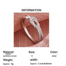 1枚高品质搭扣式女士戒指，镶嵌合成锆石，是婚礼、订婚、情人节、生日礼物的完美之选。 - 銀色 - 查看 6