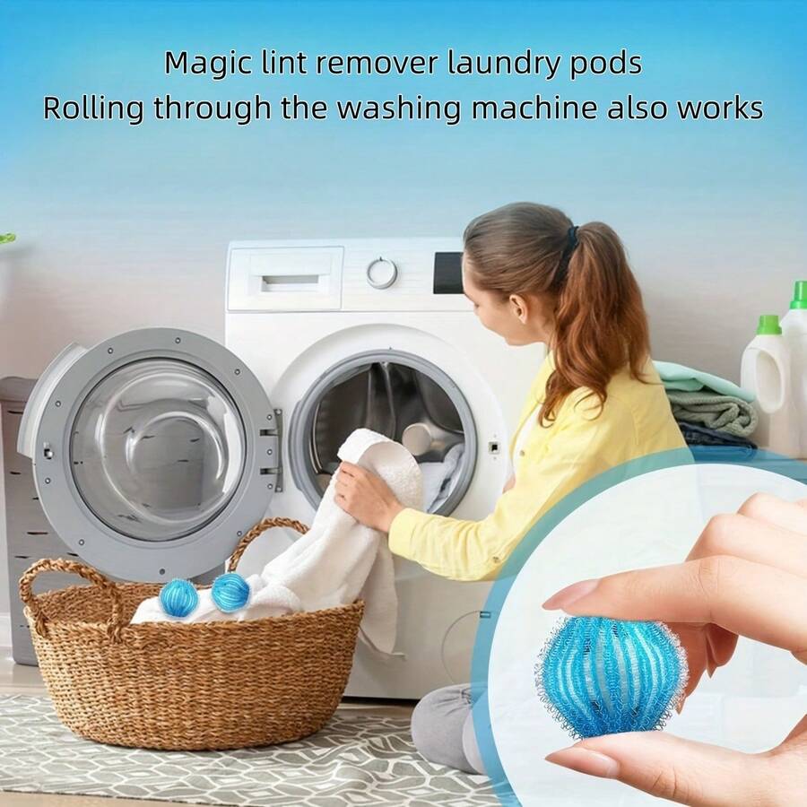 1pc/3pcs/5pcs Reusable Washing Machine Pet Hair Remover Ball - Anti- Laundry Ball, Blue Plastic Design, No Electricity Needed, Gentle Fabric Care, Plastic Pet Hair Removal Tool For Washing Machine, Laundry Room Essential, Textured Surface, Long-Lasting Material, Household Cleaner, Easy To Use, Sturdy Construction, Household Cleaning Supplies - A - View 1