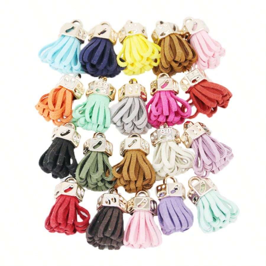(20 Pieces / Lot) Gold Hat Fringed Retro Leather Tassel DIY Jewelry Keychain Mobile Phone Pendant - Mixed Colors - View 1