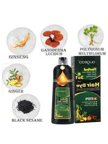 500ml High-Capacity Black/Brown Hair Dye Shampoo,With A Three In One Herbal Formula, Ammonia Free, And Long-Lasting Effect For 30 Days - mặc định - Xem 4