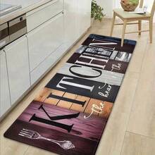 1pc Classic Dark-Color Wood Grain Kitchen Mat, High-Rebound Memory Foam Absorbent Anti-Slip Floor Mat For Kitchen, Bathroom, Hallway, Entrance, Dining Room And Other Home Decor - Flannel Floor Mats, Living Room Rugs, Bedroom Rugs, Washable Rugs, Shag Rugs, Cozy Rugs, Soft On Feet, Home Decor Rugs, Adds Warmth, Stylish Rugs, Valentine's Day Decor, Valentines Decor - Welcome Mats, Entrance Mats, Outdoor Doormats, Absorbent Mats, Keeps Dirt Out, Front Door Mat, Cute Doormats, Easy Clean Mats, Kitchen Mats For Floor, Kitchen Rugs, Kitchen Deccor - 彩色 - 查看 2