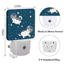 Luz nocturna de cubos color  gris luz nocturna enchufable sensor automático lámpara de noche lámpara de noche para decoración del hogar para guardería s niñas y s - Lindos astronautas Husky en el espacio - Ver 2