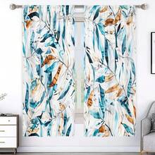 2件套现代艺术装饰薄纱窗帘，半遮光窗帘，适用于客厅、卧室，夏季轻薄窗帘 - 彩色 - 查看 6