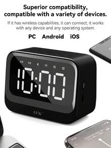 Portable Multifunctional Clock Alarm Clock Wireless Mini Speaker With FM Radio, Time & Temperature Display, Built-In Wireless Microphone, Stereo TF Card Playback, LED Screen Hour Display, Great Birthday Gift - Multicolor - View 7