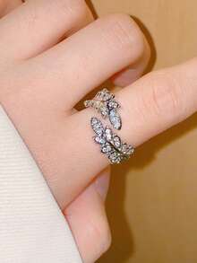 1枚镀金/镀银不锈钢树叶枝形戒指，复古简约奢华百搭，适合女性日常、街头、节日、派对佩戴，亦可作为礼物（OPP袋包装） - Leaf(葉子) - 查看 1