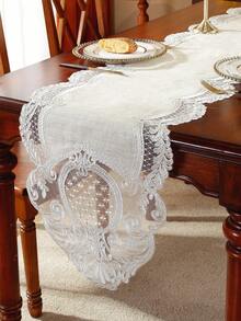 1pc Exquisite Embroidered Water Soluble Lace Table Runner Made Of Polyester For Kitchen Table, Cabinet, Countertop Decoration. Offers Heat & Stain Resistant, Ideal For Home Decor, Family Gathering, Festival, Party Or Wedding. - Multicolor - View 9