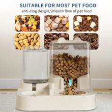 Automatic Cat Food And Water Dispenser Set 2 In 1, All-In-One Gravity Pet Feeder With Stainless Steel Cat Food Bowl Travel Auto Supply Feeder And Water Dispenser For Small Medium Cats - 2300ml - Xem 8