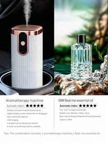 【情人节礼物】一套白色电动香薰机及便携式加湿器，可用作车载香氛、酒店香氛，壁挂/桌面两用，5种工作模式，USB充电，6种精油可选。适用于汽车、家居、客厅、主卧、办公室、浴室及家居装饰。 - 白色 - 查看 24