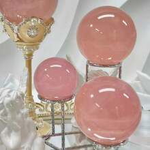 1pc Rose Quartz Ball, High Quality Crystal Ball, Perfect Collectible Crystal, Home Decor, Crystal Gift, DIY Craft - Pink - View 12