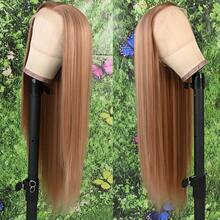 13x4 Free Part Mint Green Long Straight Lace Front Wigs Glueless Long Silky Straight Wigs Pre Plucked HD Lace 180% Density Light Green Wig Soft Free Part Wear And Go Lace Front Wigs For Fashion Women Party & Daily Wear 26 Inch - 挑染金色 - 查看 4