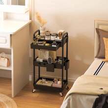 Multi-Tier Rolling Storage Cart - Compact Design Saves Space, Sturdy Plastic Structure, Suitable For Kitchen, Bathroom, Bedroom, Office, Warehouse, Garage - Easy Assembly, Multi-Functional Multi-Tier Shelving, Home Storage Rack - 升級款黑色 - 查看 5