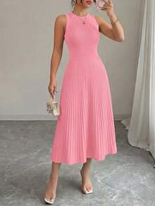 Women's Summer Dresses Casual  Business Work Midi Sleeveless A Line Pleated Evening Elegant Dresses Cocktail Wedding Guest Graduation Pink  Dress Easter Dresses For Women - 粉色 - 查看 5