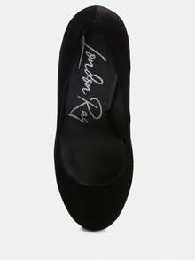 Old Novelty Platform Heel Velvet Pumps - Black - View 4