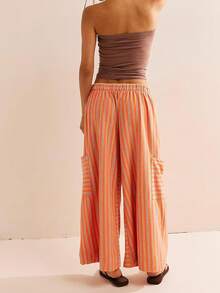 Casual    Knot  Pocket  Belted - trái cam - Xem 3