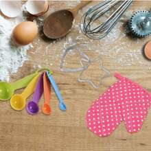 11 piezas Lindo set de hornear para niños - Delantal amigable para niños, moldes y herramientas de hornear - Utensilios de cocina educativos adecuados para niños - Multicolor - Ver 6