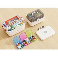 1pc Large Capacity Home Medicine Cabinet, Multi-Layer First Aid Box, Portable Small Medicine Box, Family Carry Medical Kit - Random Color - View 8