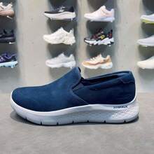 Skechers 男士新款休闲运动鞋，软底套脚步行鞋 - 寶藍色 - 查看 3