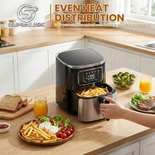 SUPERLEX 5.5L Air Fryer, 10-In-1 Multi-Function Fryer 1450W, LED Display Multi-Function Oven, Equipped With A Timing Function, Stainless Steel Non-Stick Coating, Easy To Clean, Suitable For Kitchen: Fried Chicken, French Fries, Steak, Pizza, Barbecue - UK Plug(220-240V) - View 7
