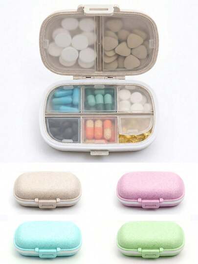 1pc 8-Slot Pill Organizer Box, Capsule Dispenser, Vitamin Compartment Container, Moisture-Proof Tablet Storage Box, Portable Pill Case For Travel, Daily Dose Storage, Reusable Medication Bag For 7/28 Days Supply