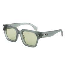 1pc Unisex Classic Square Sunglasses, Retro Style Men And Women Fashion Sunglasses, Popular Street Style Sport Square Glasses, Suitable For Daily Wear, Unisex Fashion Eyewear For Outdoor Activites Travel Beach Vacation Summer Music Festivals Summer Outings, UV Protection Shades For Driving, Casual Wear, Fashion Accessory - 綠色 - 查看 3