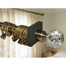 Adjustable Bronze Curtain Rod Set, Includes 3 Decorative Finials (Crystal Ball, Striped Metal), High-Quality Metal Rod With Curtain Rings And Installation Hardware, Durable For Bedroom, Living Room, Etc. - Three Options Available - View 9