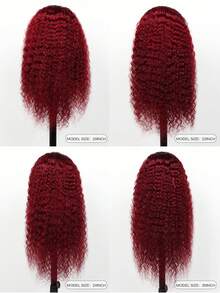 99J 酒红色深波浪 13X4 透明蕾丝前假发 真人发 巴西原生真人发 女士深卷假发 预先拔毛 带婴儿发 180% 密度 - S99J - 查看 8