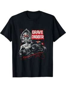 Men's Casual Round Neck Short Sleeve T Shirt  Monster Truck Design 1pcs 220g Heavy T Shirt  Monster Jam Graphic Tee  Cool Summer - màu đen - Xem 8