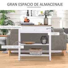 HOMCOM Mesa de banco - Blanco - Ver 2