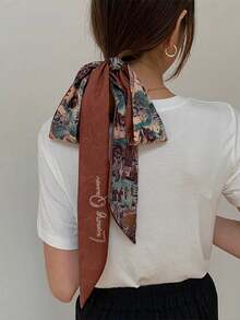 Bộ 4 khăn lụa in hình Phật cổ điển Trung Quốc, băng đô cài tóc kiểu Zen thanh lịch, khăn lụa mỏng đa năng 90x6cm dùng để buộc tóc và trang trí túi xách. - Nhiều màu - Xem 5