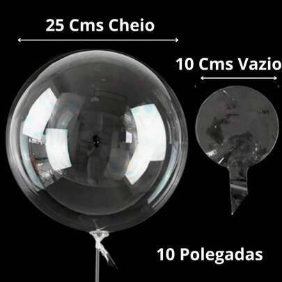 10 Balão Bubble 10-24 Polegadas - Balão Silicone, Balão Transparente, Balão Bolha, Festas, Piscina
