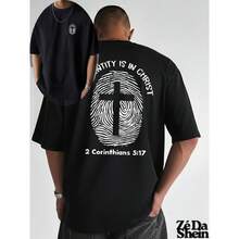 Streetwear Gospel Church Religious Prayer Digital T-Shirt 2 Corinthians 5:17 Street Urban Culture Unisex 100% Cotton Top Premium Streetwear Immediate Shipping Various Colors!! - 黑色 - 查看 1