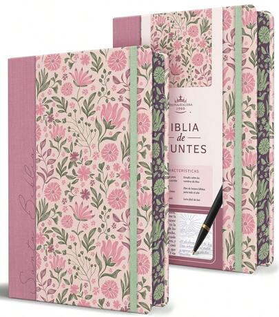 Biblia RV1960 Apuntes rosa flores cto pintado