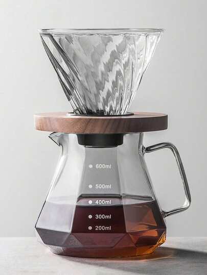 yeefeeco 1-Piece Set Of Diamond Gray Glass Coffee Pot And Coffee Drip Filter, Hand Brewed Coffee Utensil Set, Drip Coffee Utensil Set, Suitable For Home And Office, Essential For Back To School Season
