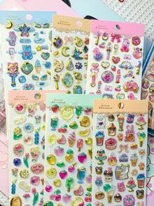 3D Embossed Stickers, Shake Shake DIY Cartoon Stickers, Decorative Stickers, Decorative Sticker Gifts, Home Room Decor, Party Decor, Birthday Gifts, Various Holiday Gifts, Fashion, Fashion Items, DIY, Suitable Gifts For Friends Or Partners, Graduation Ceremony - School Opening Ceremony, School Opening Gifts - Graduation Gifts, Valentine's Day Gifts, Decorative Stickers, Back To School Essentials, Party Favors, School Supplies - Multicolor - View 2