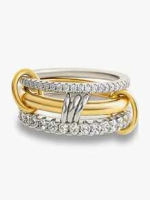 1 Stück 925 Sterling Silber glatter Dreifach-Reifen-Ring, geeignet für Frauen, elegante Kristall-Ohrringe, exquisiter Schmuck - Verschiedenfarbig - Übersicht 54