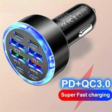 8口车载充电器，4个USB接口+4个Type-C PD快充接口，点烟器适配器，兼容/// - G56 - 查看 1