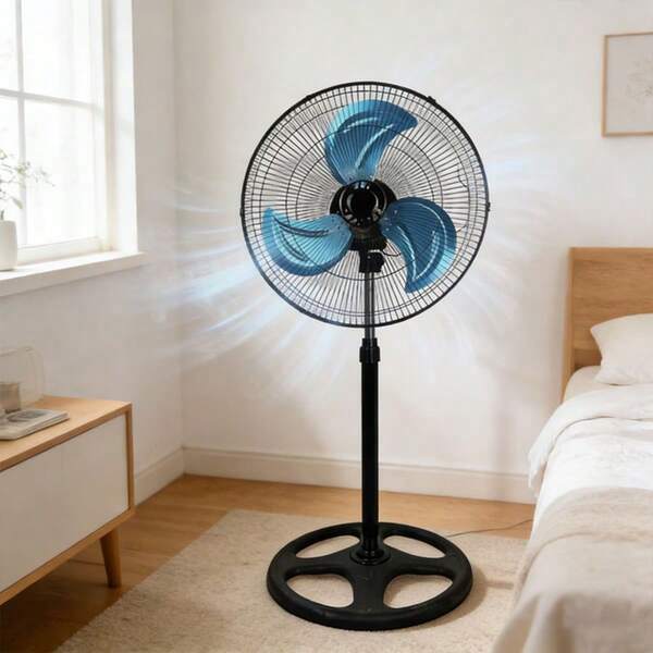 Ventilador de pie de 18 pulgadas para el hogar, motor de 70W, 3 velocidades, ventilador de pie giratorio, pared o suelo, ideal para interiores y exteriores, hogar, oficina, sala de estar, taller, materiales duraderos