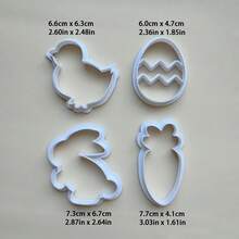 2pcs Easter Bunny & Chick Cookie Cutters, Cartoon Carrot Fondant Cookie Cutter, Cute Cookie Molds, DIY Kitchen Baking Tools - View 3
