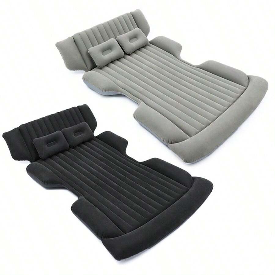 Premium Gray/Black Skin-Friendly Foldable SUV Trunk Inflatable Car Bed, Ideal For Travel, Outdoor Camping & Beach Trips - [Mẫu xe SUV đa dụng] Sọc thẳng màu xám (cho cốp xe) - Xem 1