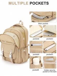 Cute Aesthetic Style Student Backpack, Casual Daypack, Japanese Kawaii Middle/High School Backpack For Girls, Waterproof Durable Large Capacity Multi-Pocket, Fits 15.6" Laptop, College Student School Bag, Lightweight Computer Backpack, Durable Student Backpack, Casual Backpack Travel Bag With Laptop Compartment, Unisex Student Backpack Office Bag - Multicolor - View 3