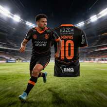 Corinthians Black And Orange Away Sports Jersey 2025/26 Season - Đen và Cam (SCPC) - Xem 2
