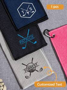 一条个性化刺绣高尔夫球巾，字母高尔夫球巾，定制高尔夫球巾，伴郎礼物，父亲节礼物，渔夫高尔夫球巾，超细纤维，涤纶和尼龙混纺，华夫格纹理，柔软材质，带登山扣，男女通用，高尔夫配件，非常适合父亲节、生日、退休等场合。也适合作为送给她、男朋友、女朋友、家人、朋友的礼物，返校礼物，办公用品，学习用品或教师节礼物。 - 彩色 - 查看 3