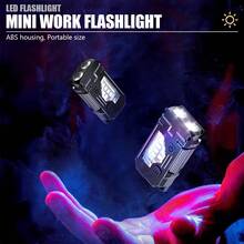 1pc Powerful Pocket Torch Light Magnetic Flashlight Super Bright LED Multifunctional Linterna COB LED EDC Mini Keychain Flashlight - Multicolor - View 2