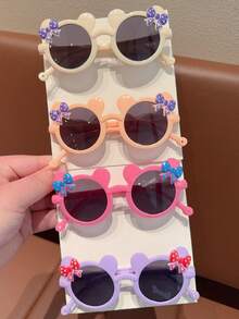 2/4Pcs 2026 Newest Boy Girl Cute Bear Frame Bowknot Kids Children Fashion Glasses Eyewear Back-To-School Season Gift,Card Only Show,Don't Shipping - Multicolor - View 9