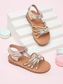 婴儿简约休闲舒适平底凉鞋 - 金色 - 查看 1