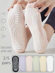 2/5 Paar Damen Yoga Pilates Antirutsch-Socken für Fitness, Training - Verschiedenfarbig - Übersicht 1