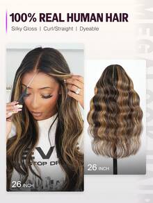 MEGALOOK Balayage 挑染升級版 13x6 蕾絲大波浪假髮 抽繩設計 100% 真人髮 預剪蕾絲 耳對耳自然髮際線 透明蕾絲前髮 180% 密度 自然外觀 日常使用 - SNATURAL/27 - 查看 3